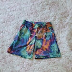 adidas Kids Tie-Dye Athletic Shorts - Blue, Purple, Orange